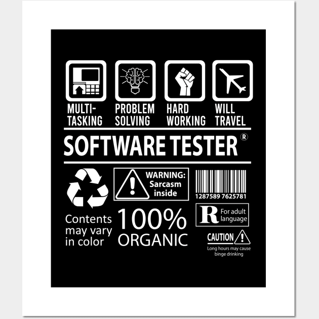 Software Tester T Shirt - MultiTasking Certified Job Gift Item Tee Wall Art by Aquastal